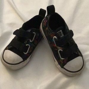 Converse Black Shoes with metallic rainbow butterfly print